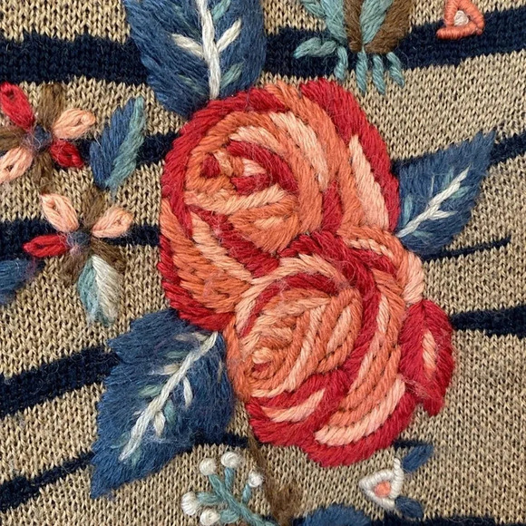 Wool Blend Alfred Dunner Floral Embroidered Zip Up Sweater Vest Cottagecore - Picture 2 of 14